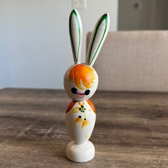 No brand Other - Vintage Wood Bubble Head Bunny Rabbit, Made in Korea.